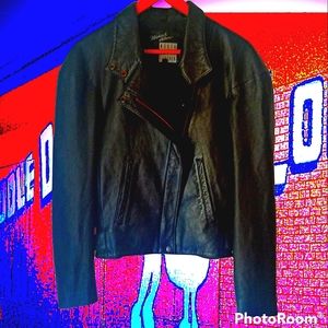 Black NORTH BEACH LEATHER Jacket Broad Shoulder size 6